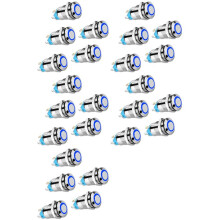 25PCS 12mm Latching Push Button High Round Cap, Waterproof Metal Push Button with 12V/24V Light