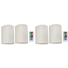Rechargeable Wall Sconce Magnetic Wireless Lamp RGB Colors Dimmable with Fabric Linen Shade and Remote, Lighting 4Pcs