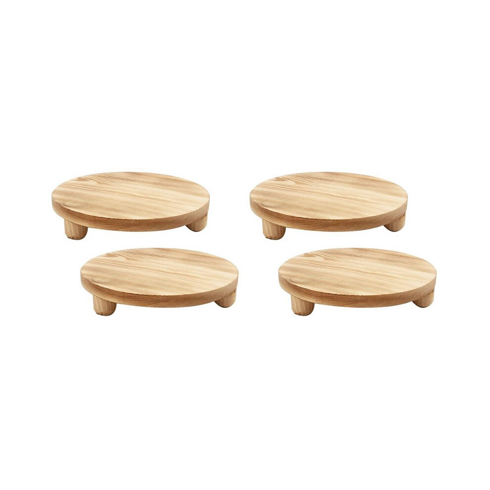 Semoic 4X Round Pedestal Riser Board Wood Display Board Pedestal Board Pot Flower Pedestal Riser Holder