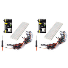 2X Modulo di Alimentazione Breadboard MB102 da 3,3 V/5 V + Breadboard da 830 Punti Senza Saldatura + 65 Cavi Jumper