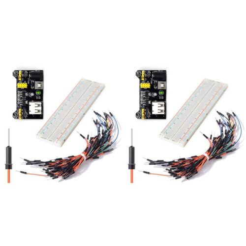 2X 3.3V/5V MB102 Breadboard Power Module+Solderless 830Points Bread Board +65 Jumper Wimper