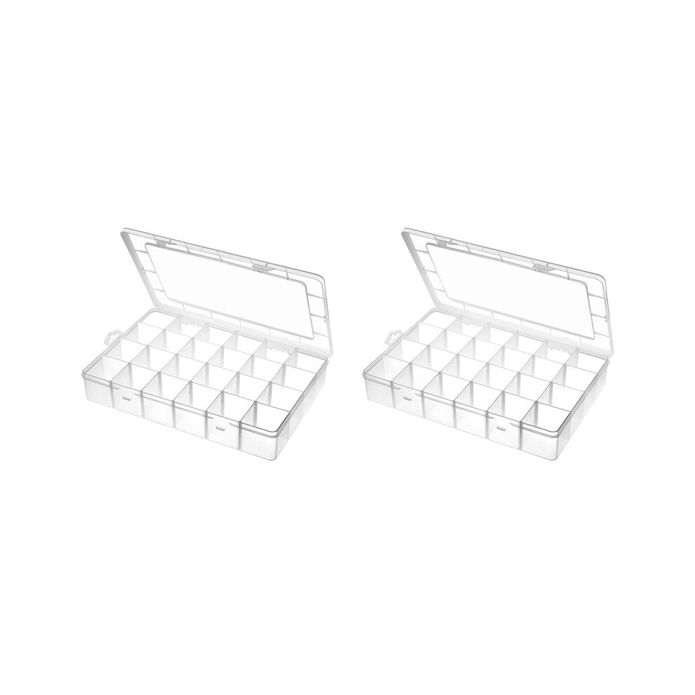 Semoic 2X Large 24 Grids Plastic Organizer Box Adjustable Dividers,Clear Storage Box For Jewelry, Art Diy Crafts, Washi Tapes