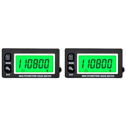 2X LCD Digital Hourmeter Tachometer Engine Thermometer Replaceable Clock for Motorcycle ATV Marine Boat Gasoline Engines