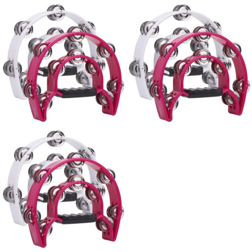 6Pack 10 Polegadas Double Row Pandeiro para Adulto, Half Moon Musical Pandeiro 20 Metal Jingles Hand Held Percussion Drum