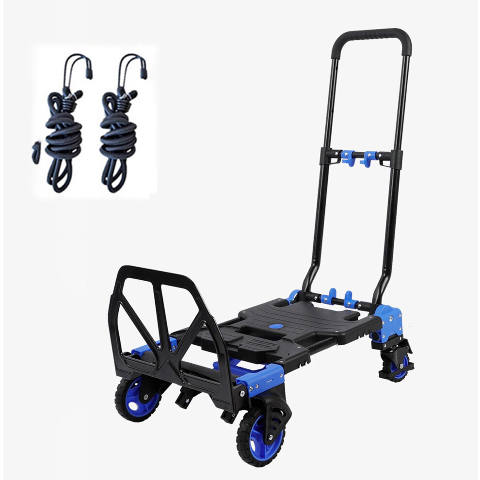 Folding Hand Truck 2In1 Convertible Design 330Lbs Heavy Duty Luggage Cart With Telescopic Handle Blue 9330225054450