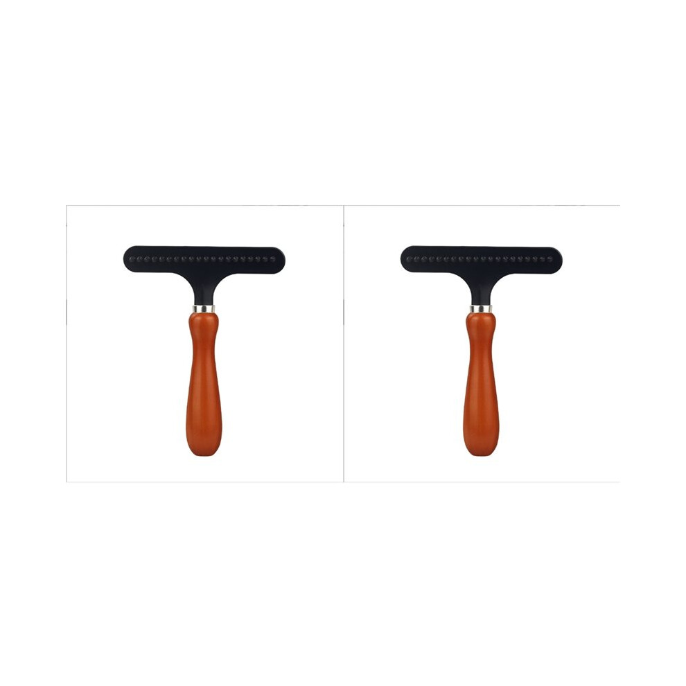Semoic 2X Carpet Rake, Carpet Groomer Rake,Pet Hair Remover,Iron Comb With Wooden Handle For Carpets Rugs Removal