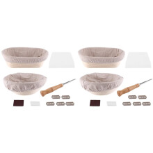 2X Ensemble de Paniers D'Épreuvage de 2 à 10 Pouces Ovales et Ronds de 9 Pouces + Boite à Pain de Qualité Supérieure et Coupe, le Bol de Cuisson