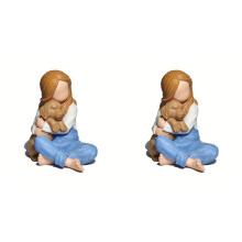 2X Estatuetas Love My Dog, Presentes de Lembrança de Amizade de Anjos Caninos, Figuras Esculpidas Pintadas À Mão para Amantes de Cães