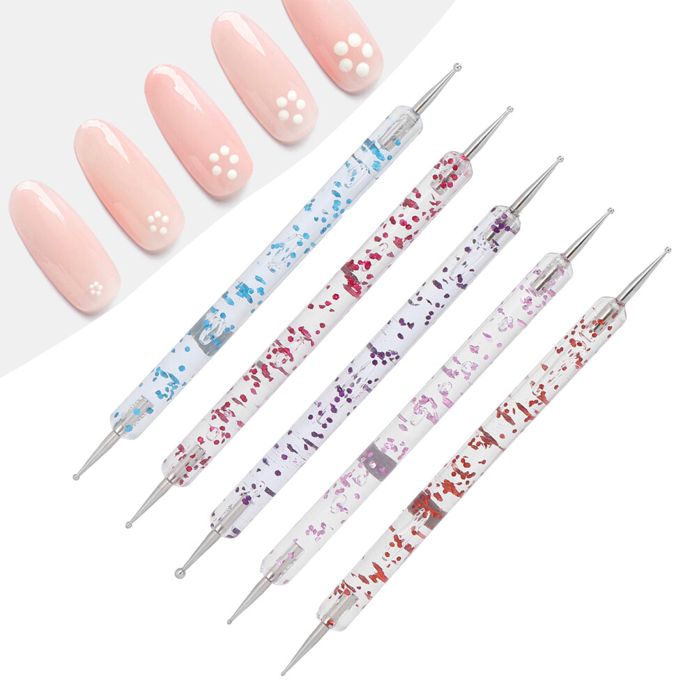 5pcs Acrylic Nail Dotting Pen Set for DIY & Salon Nail Art