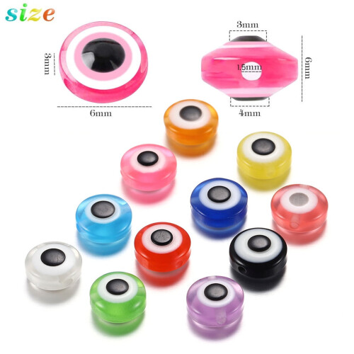 Resin Evil Eye Beads 6mm 15 Colors 450 Pcs 2