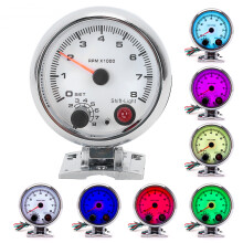 3,75 Zoll RPM-Tachometer 0–8000 7-Farben-Hintergrundbeleuchtung für Fahrzeuge mit 4/6/8 Zylindern