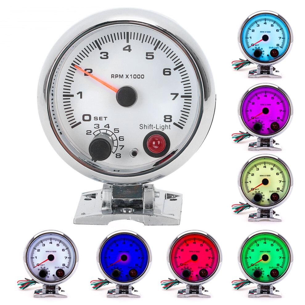 3.75In Rpm Tachometer 0-8000, 7 Color Led, Universal Fit 8401390803622