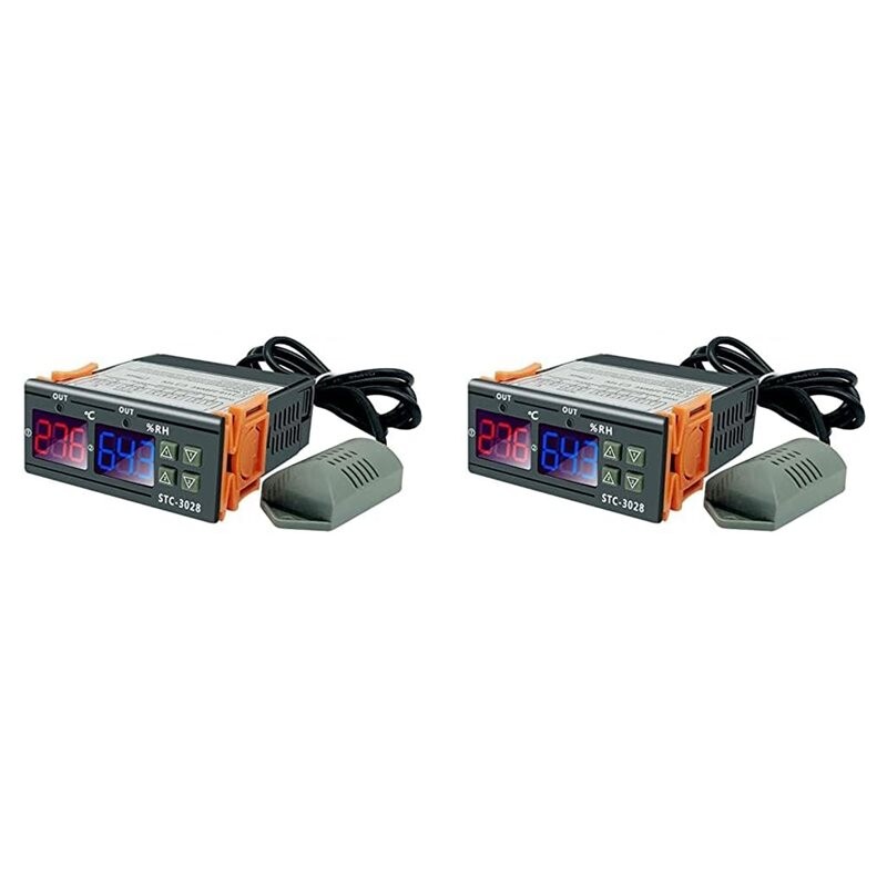 2X Dual Display Temperature and Humidity Controller STC-3028 10A AC110 ...
