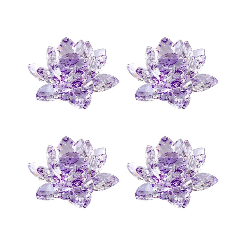 Semoic 4X F Crystal Lotus Flower Figurine Valentine Wedding Decor Glass Collection Paperweight Table Ornaments Souvenir