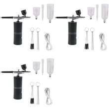 3X Airbrush-Set met Compressor, Oplaadbaar, Draadloos, Niet-Verstoppend Hogedruk-Airbrush-Set voor Het Schilderen van Nail Art-Make-