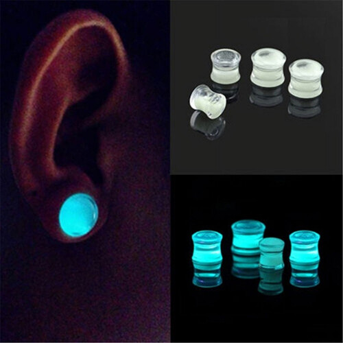 Unisex Glow-in-Dark Double Flared Saddle Ear Plug 6mm 2