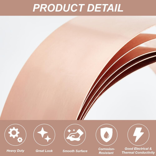 Copper Sheet Roll 6.56 ft x 2 in x 26 Ga Unplated 2