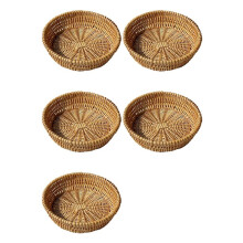 5X Hand-Woven Basket, Wicker Basket, Food Serving Basket for Bread, Fruit, Vegetable Storage, Gift Basket 25 X 8cm