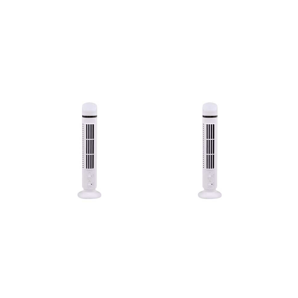 2X Portable Air Cooler Fan,Streamlined Tower Fan With Led,Powerful Wind, Bladeless Design, Usb Interface White 6031959810628