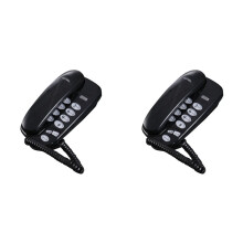 2X KXT-580 Button Corded Phone Wall-Mounted Telephones Machine Support Wall Mount or Desk Phone Black