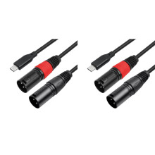 2X Bochara Tipo C Entrada A Doble Salida XLR Macho OFC Cable de Audio para Altavoces Amplificador Mezclador 100cm