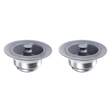 2X Filtre de Drainage D'Évier de Cuisine 3 en 1, Panier en ABS, Bouchon D'Évier - en Acier Inoxydable, Bouchon D'Évier de Cuisine à Drainage