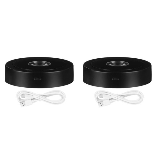 2X Round Stand Led Rotating Display Stand Base for Crystals Lighted Base 8 Light Modes Display Pedestals(Black)