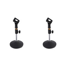 2X Desk Microphone Holder for Microphone Stand Metal Base Desktop Bracket for Home Live Broadcast Online Conference