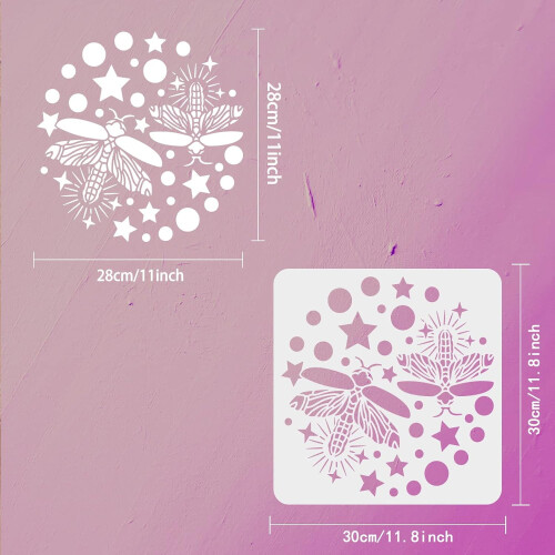 Firefly Stencil Round Plastic 11.8"x11.8" Stars Pattern 1