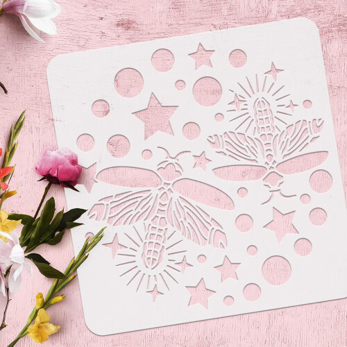 Firefly Stencil Round Plastic 11.8"x11.8" Stars Pattern 2