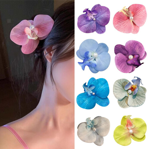 Κλιπ μαλλιών Xinwanna Phalaenopsis με σχέδιο λουλουδιών από μετάξι, φουρκέτα, με σχέδιο 2