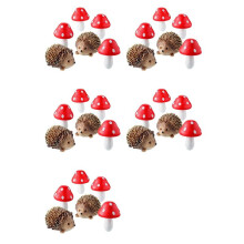 5 Set Accessori per Le Fate del Giardino, Ricci nel Resina e Decorazioni nel Miniatura di Funghi di Legno per L'Artigianato Bonsai