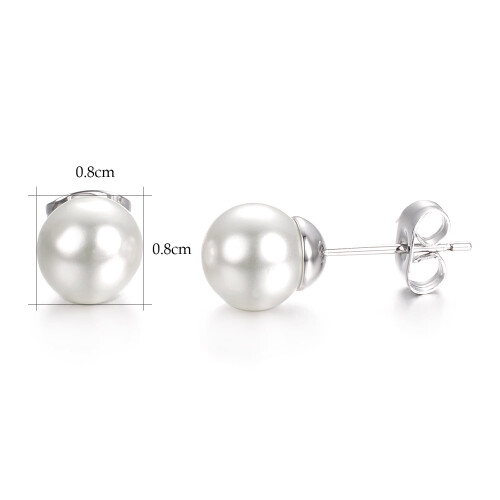 Pearl Stud Earrings White Gold Plated Pair 1