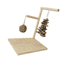 Small Pet Chewing Toy Natural Wood Hanging Toy And Edible Grass