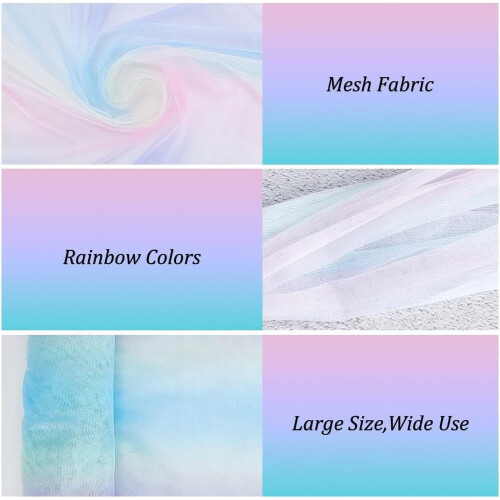 Rainbow Tulle Fabric Mesh 5.5 Yards x 59 Inches 2