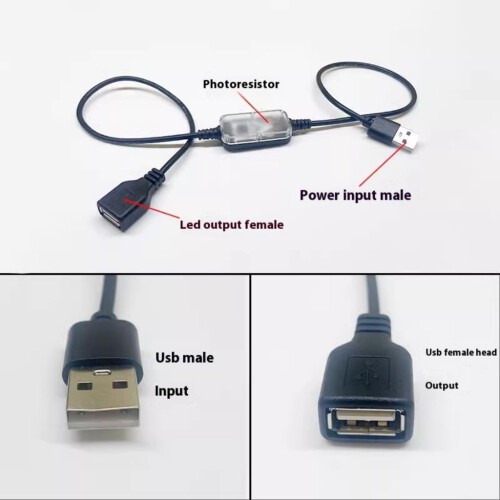 Light Sensory Switcher USB Cable Day/Night Auto On Light Control Sensory Switcher 2