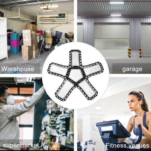 1Pcs Black Deformable Garage Lights with Adjustable Angle 32.5x32.5cm 1