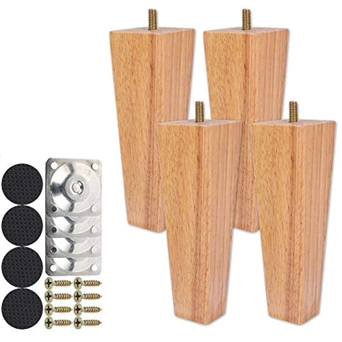 Wooden Sofa Legs Set of 4, 6 cm Height, Solid Replacement 2