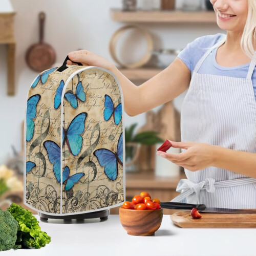 Butterfly Pattern Design Coffee Machine Dust Cover with Handle There is only one dust cover Polyester 2