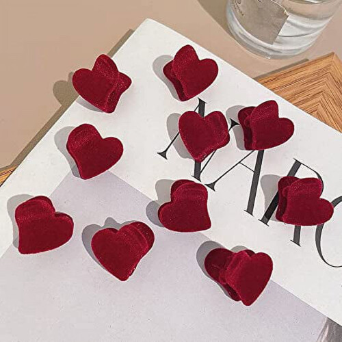 10 τεμάχια κλιπ μαλλιών Sweet Heart Flocking, χαριτωμένες μίνι βελούδινες φουρκέτες Love για 2