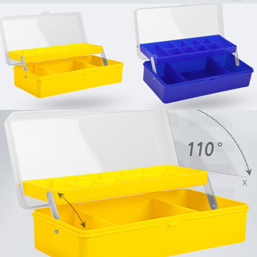 Two-Layer Fishing Box Yellow with Multi-Compartment Design 2