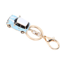 Mini Metal Car-Shaped Keychain Pendant – White & Blue Alloy Accessories