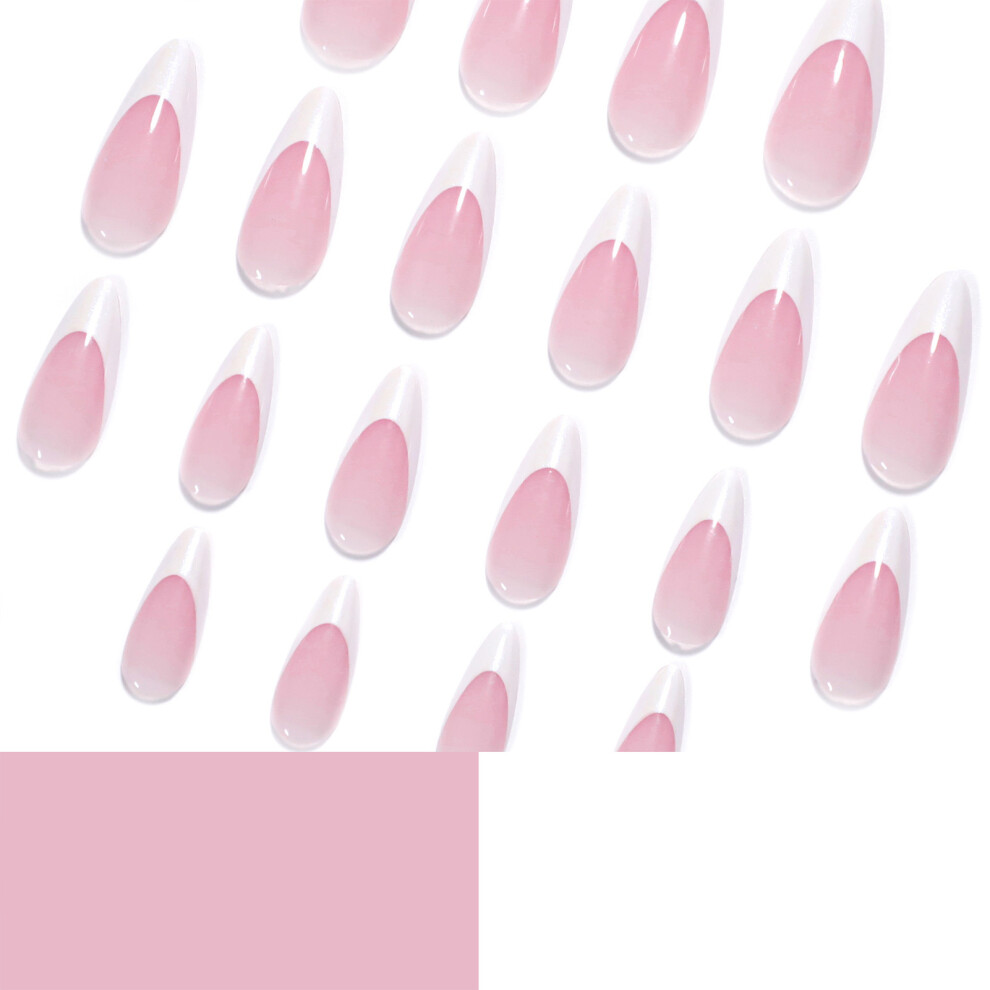 Phui-Pet-Supplies French Tip Pink Fake Nails - Long Lasting & Flexible