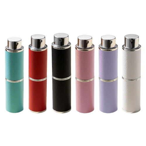 Elegant Rotating Press Perfume Dispenser Leather Cover-White 1