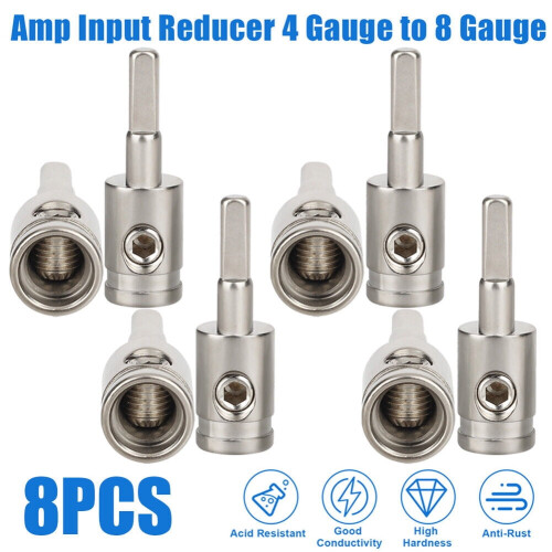 8PCS Μειωτής εισόδου ενισχυτή ήχου αυτοκινήτου 4Gauge σε 8Gauge Μειωτής καλωδίου 2