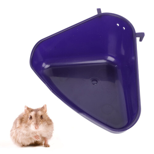 Blue Wall-Mount Hamster Toilet Litter Box, Splash-Proof Plastic