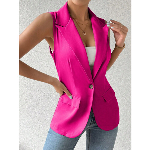 Women's Sleeveless Vest Blazer, Casual Open Front Work Office Top, L 1