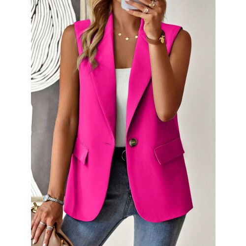Women's Sleeveless Vest Blazer, Casual Open Front Work Office Top, L 2