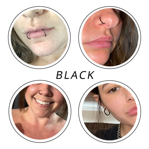 18G Clicker Næsepiercing Septum Ring Basic Sort Conch Helix Brusk Piercing Ørering 2