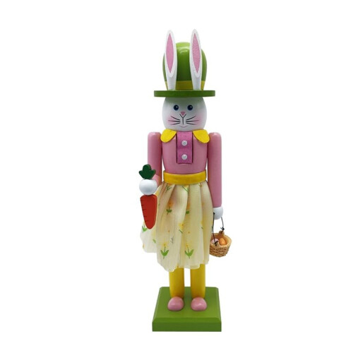 12inch Wooden Nutcracker Decorations,Easter Bunny Wooden Nutcracker Decor,Easter Nutcracker Figure,Nutcracker Ornament B